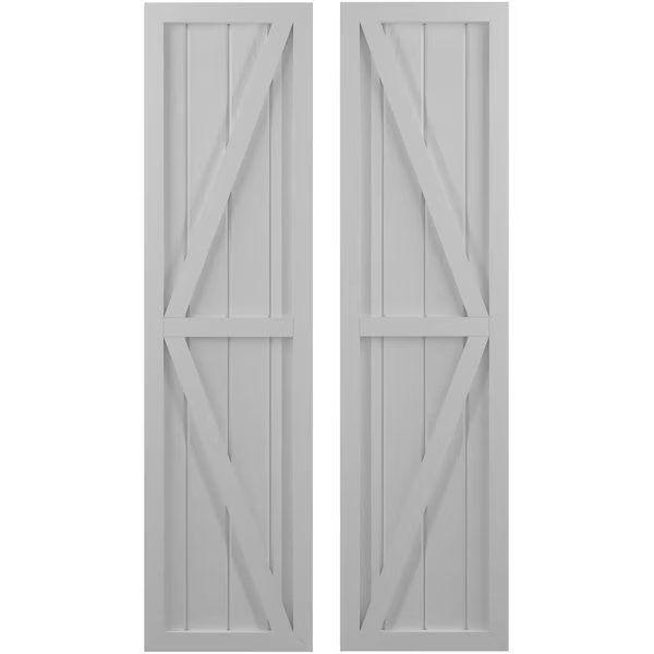 Americraft 4-Board Wood 2 Equal Panel Frmd Board-n-Batten Shutters w/ Dubl Z-Bar, ARW102BF414X75PRH, Ekena Millwork, Mfr#: ARW102BF414X75PRH